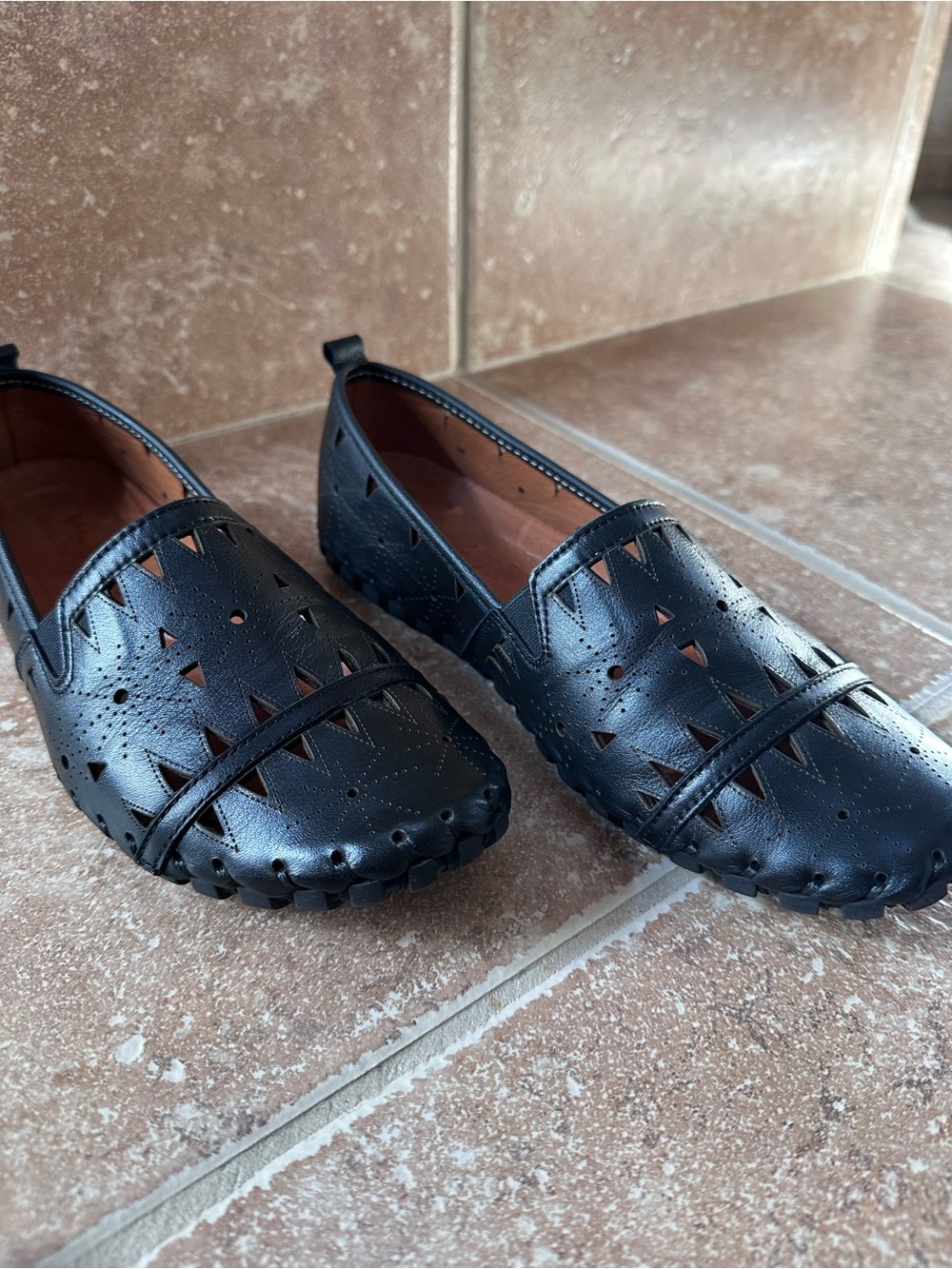Spring Step Black Perforated Slip-On Loafers
